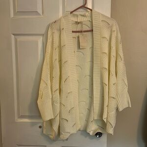 ivory knit shawl like cardigan